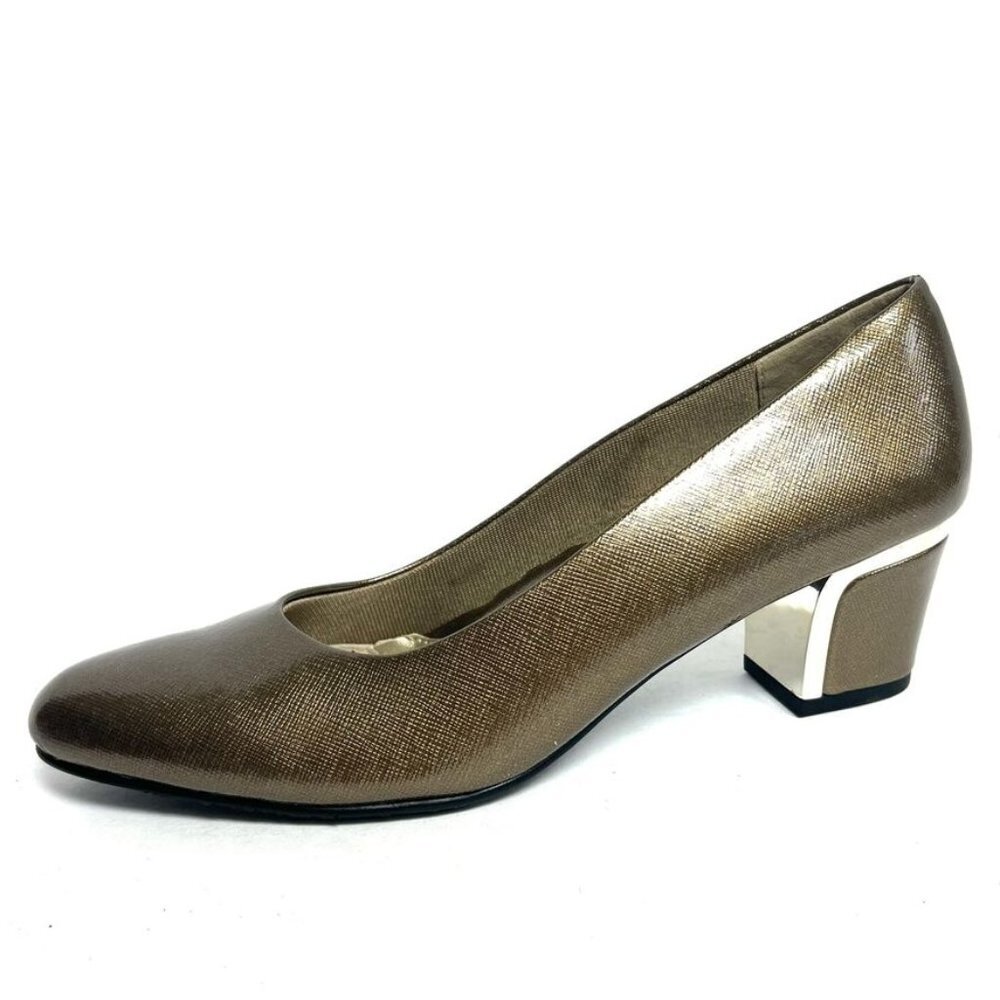 Soft Style Womens Deanna Pump Heel Gold Patent Size 8Narrow